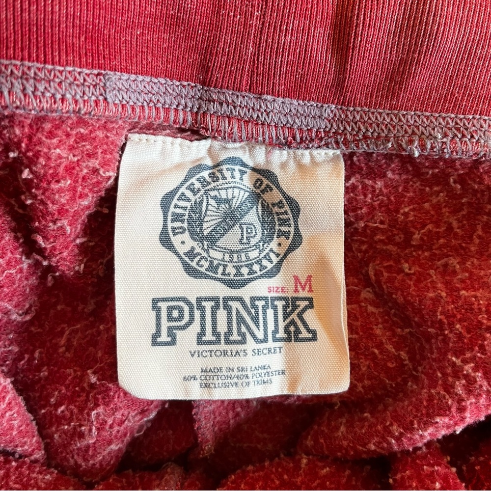 RARE Vintage PINK Joggers Faded Red with Patches and White Piping Size M - Picture 3 of 12